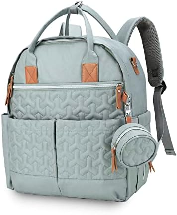 Раница за памперси MOMIGO Baby - Голям Водоустойчива чанта за пелени с ремъци за колички и калъф за зърната, Унисекс и Стилна раница