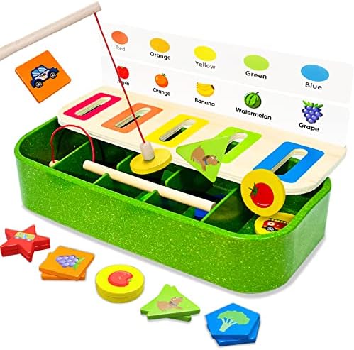 NUGZIX Монтесори Играчки за Риболов, Образователни играчки за деца, Къдрава Играчки за деца от 2-4 години, Сортиране на Форми, Подходяща