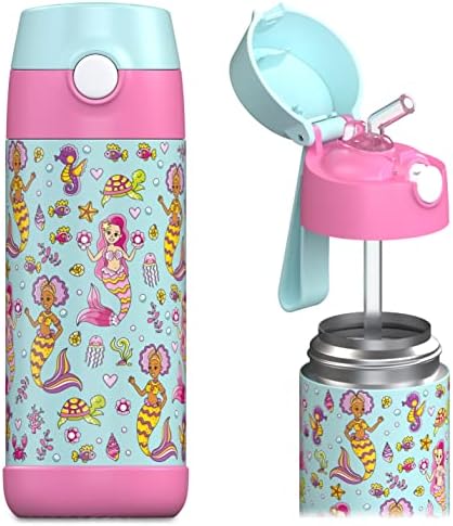 Детска бутилка за вода JARLSON с соломинкой - ANDRZEJ - изолирано бутилка за вода от неръждаема стомана - термос - за момичета / момчета