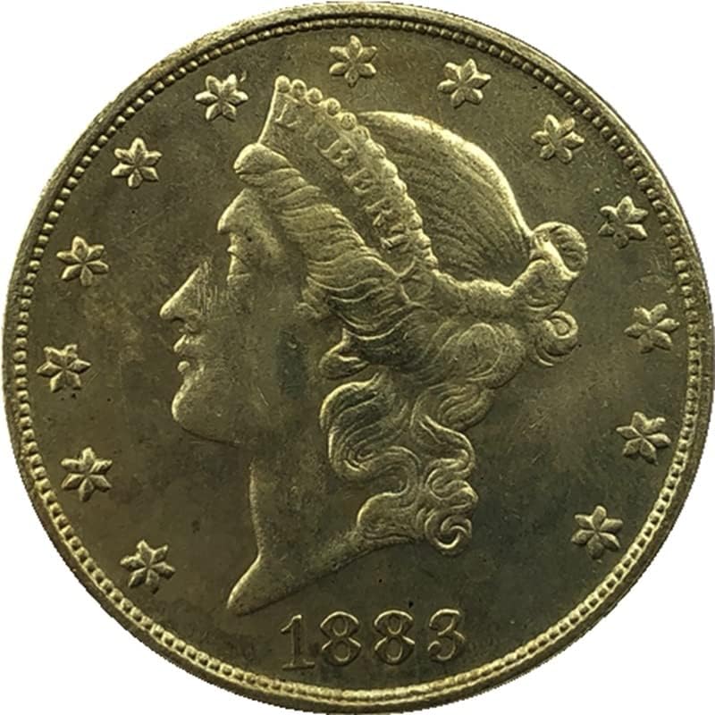 1883P Версия на Съединените Щати От 20 Златни Монети Антични Месинг Чуждестранни Възпоменателни Монети Ръчно изработени 34 мм