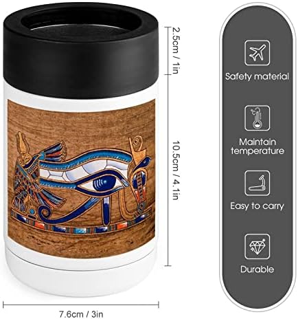 Египетски Папирус Изобразява Окото на Гор Охладител Чаша От Неръждаема Стомана, Изолиран Банка Охладители Притежателя Чаша с Капак, за Жени, Мъже Подаръци