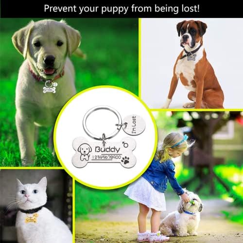 Красива Кост Персонализирани Лични Адресни Етикети за домашни Кучета от Неръждаема Стомана за яка за кучета Анти-Изгубения Медальон с