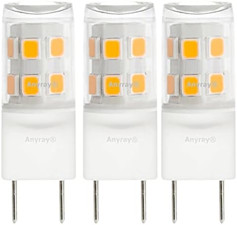 Anyray (Смяна на електрически крушки G8 с 3 светодиода 2 W 120 В 20 W за микровълнова печка GE WB36X10213 20 W (дневен бяло 6000 К)