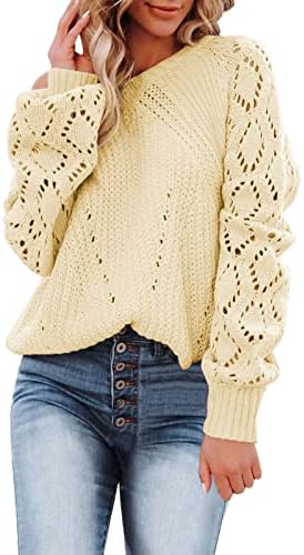 Пуловери за Жени 2022, Модни Топове с открити Рамене, Вязаная Риза с Дълъг Ръкав, Пуловер с Кръгло Деколте, Пуловер, Жилетка, Блузи,