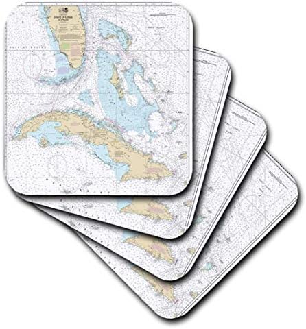 Триизмерна фигура Куба и карти Флоридских проливи - Меки подложки, комплект от 4 броя (CST_204867_1)