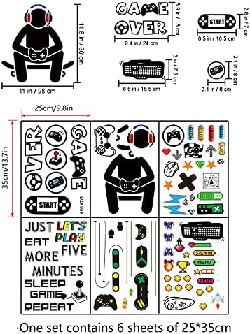 Стикери за стена за игри - MLM САМ Слот Стикери За Стена Eat Sleep Game Over Гейм Контролер Стикер на Стената за Детска Спални, Игри