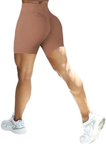 Дамски къси панталони AEEZO с висока Талия, Безшевни Байкерские къси Панталони с ластик, Спортни Панталони за Йога, Подтягивающие Бедрата