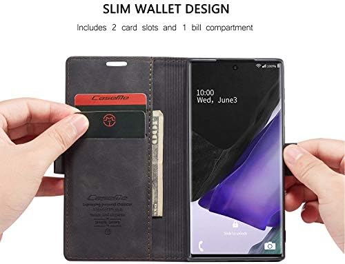 Чанта-портфейл за Samsung Galaxy Note 20 Ultra в ретро стил от Изкуствена кожа с панти магнитна закопчалка, Защитен калъф с Отделения за карти, Джобове за пари със стойка за Samsung