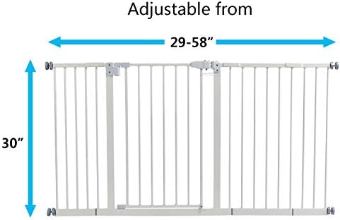 58-Инчов детски врата повишена ширина - Детски врата за стълби, порти, за кучета с автоматично прибиране, с 4-инчов и 8-инчов и 12-инчов