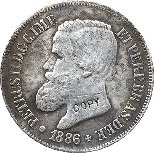 Монета на Повикване 1886 Бразилия Копие на Монети в купюри от 500 Реев за Домашен интериор на Офис Събиране на монети