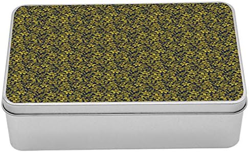 Лидице Кутия за горчица Ambesonne, Мистичен Реколта Състав от Ботаническата цветя в стил ретро с Графичен дизайн, Преносим Правоъгълна