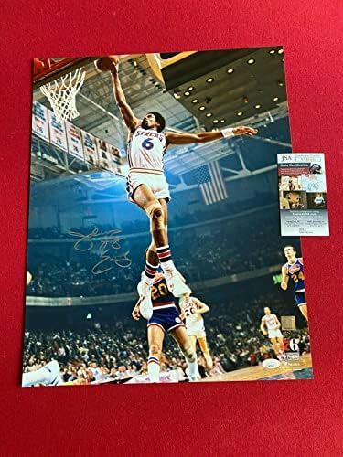 Юлий Эрвинг (д-р Дж.), с автограф (JSA) Снимка 16x20 (Рядко / винтажное) 76's - Снимки на НБА с автограф