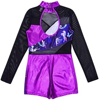 TiaoBug/Детски Спортен Бански костюм за Гимнастика за Момичета, Балетное Танцово Трика, с Къси панталони, едно Парче Танц Боди с Дълъг