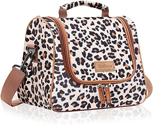 Случайна чанта за Обяд Buringer HOMESPON, Модерна Чанта-Хладилник, за многократна употреба Контейнер за Обяд с пагон за Работа, на Пикник или при Пътуване (M-leopard)