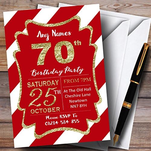 Червено-Бели Диагонални Ивици, Златни Персонални Покани на Парти в чест на 70-годишнината