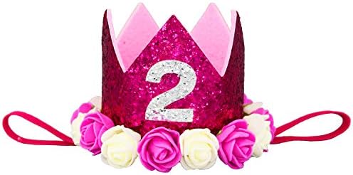 Блестящи Детски Момичета 1st 2 3 Рожден Ден на Цвете Короната Цвете Принцеса Тиара Торта Разбият Снимка Подпори