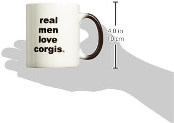 3dRose Истинските мъже обичат Двухцветную чаша corgis, 11 грама, Черен / Бял