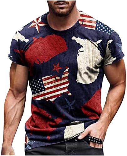 lcepcy Патриотични Мъжки Тениски С Принтом Американския Флаг, Тениска с Кръгло деколте и Къс Ръкав, Тениска на 4 Юли, Облекло
