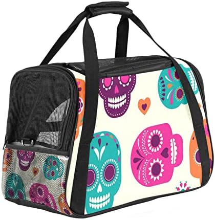 Переноска за домашни любимци, удобна преносима сгъваема чанта за домашен любимец с меки страни, цветни художествени фигура на формата