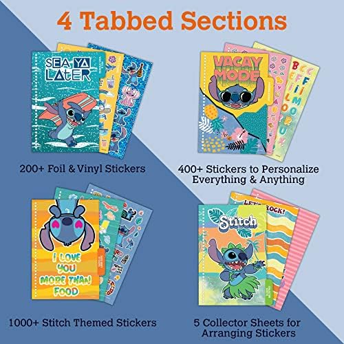 Fashion Angels Дисни Stitch Sticker Book - Включва повече от 1000 стикери и 10 страници за събиране на стикери - Сбирка етикети Лило и Стич за деца от 8 години и по-възрастни, асорти