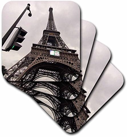 3dRose CST_10504_4 Париж Франция Тур Айфел-Влакчета за керамични плочки, Комплект от 8